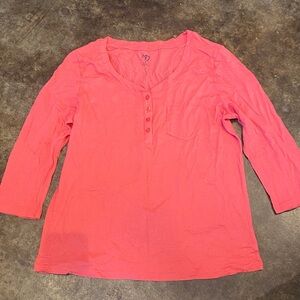 New Directions Pink Long Sleeve Henley Top